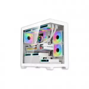 DARKFLASH CASING C218M M-ATX PC CASE + 3 ARGB FAN - PUTIH